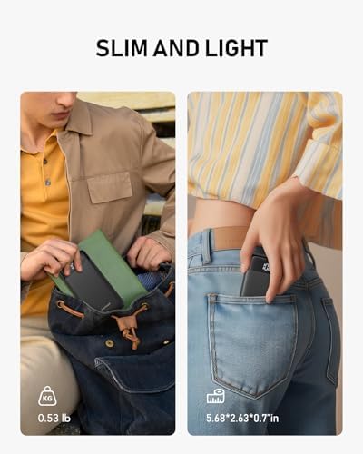 Ultra-Slim 10,000 m Ah Charmast Portable Charger with Built-In Cables – High-Speed 15 W USB-C Power Bank for i Phone 16/15/13, Samsung, and Android Devices – Charge 6 Devices Simultaneously with Real-Time LED Display – Travel-Friendly Battery Pack with Pouch for Added Durability and Low Current Mode for Safe Charging of Earphones and Speakers – Essential Power Solution for Daily Use and On-the-Go Charging