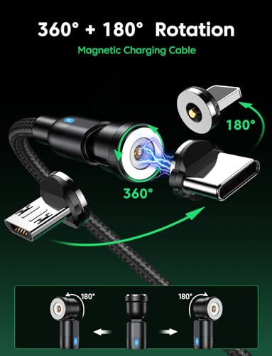 VAFOTON 60W USB C to USB C Charger Cable, 3pcs Phone 15 USB Charging Cable PD3.0 180°Type C Charging Cable for Phone 15/15pro/15plus/15 pro max Laptop Tablet (Black, 3.3FT+3.3FT+6.6FT+6.6FT) – Enhanced Compatibility and Speed