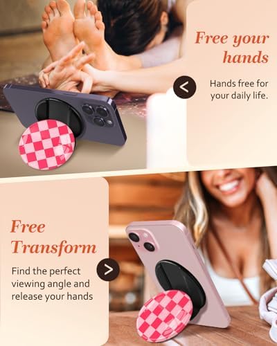 Chic Mushroom Mag Safe Phone Grip for Women – Trendy Ring Kickstand Holder for i Phone 16/15/14/13/12 Series – Stylish, Secure, and Functional Accessory for Texting, Selfies, and Streaming – Lightweight, Durable Design for Everyday Use