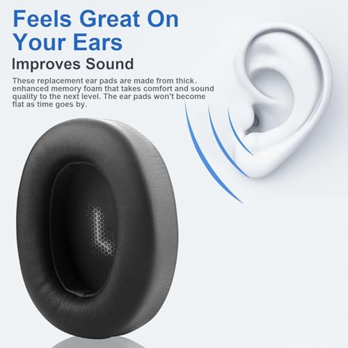 Upgrade Your JBL Everest Elite 750 NC Headphones with Luxurious Memory Foam Ear Pads – Soft Protein Leather Noise Isolation Cushions for Enhanced Comfort and Immersive Sound Quality – Durable Over-Ear Replacement Earpads in Sleek Black