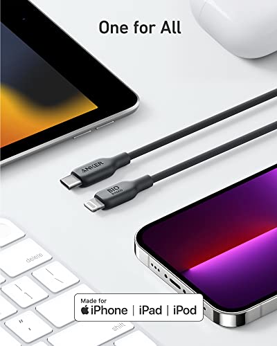 Anker 6 FT USB C to Lightning Cable – MFi Certified, Eco-Friendly Bio-Based Charging Cord for i Phone 14 and More – Stylish Purple Design for Enhanced Durability and Fast Data Transfer – Perfect for Home and Office Use
