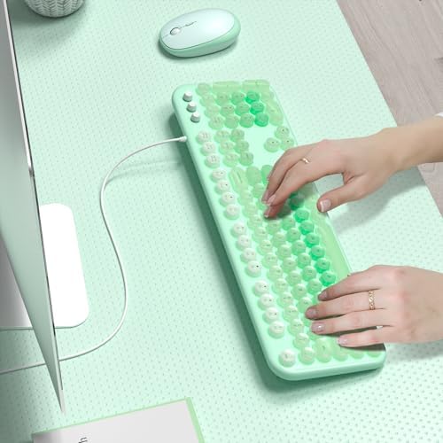 Retro-Inspired Full Size Typewriter Keyboard with Number Pad – Wired USB Keyboards for Windows 7, 8, 10, 11 | Enhance Your Typing Experience with Classic Charm and Modern Efficiency | Perfect for Home and Office Use