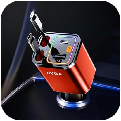 Revolutionary 2025 Micro-Version 4-in-1 Retractable Car Charger – 69 W Fast Charging USB C Adapter for i Phone 16/15/14/13, Samsung Galaxy, i Pad, Pixel – Ultimate Convenience with Tangle-Free Design and Enhanced Compatibility for All Your Devices