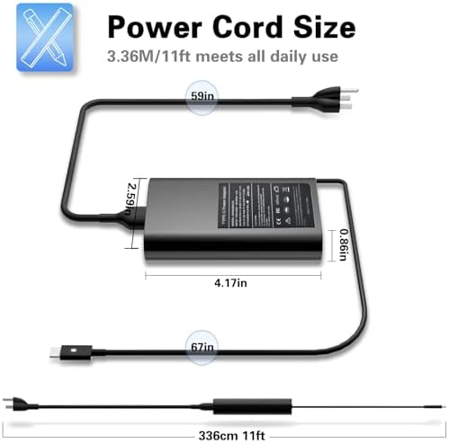 65 W USB-C Laptop Charger for Dell Latitude, XPS & Chromebook – High-Speed AC Adapter with Enhanced Compatibility and Versatile Output Options for Seamless Device Charging – Ideal Replacement Power Supply for Models 5320, 5420, 5520, 7400, 7490, and More – Includes 12-Month Warranty and 24/7 Support