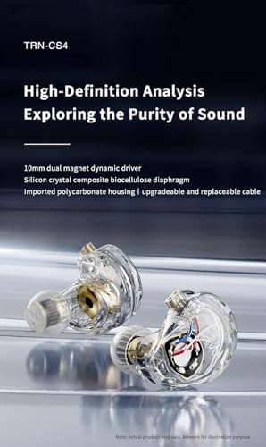 Elevate Your Sound Experience with FEDAI TRN CS4 In-Ear Headphones – Cutting-Edge Dual Dynamic Drivers for Superior Hi-Fi Stereo Sound, Effective Noise-Cancelling Technology, Ergonomically Designed for Comfort, and Unmatched Device Compatibility – Ideal for Audiophiles, Musicians, and Gamers Seeking Crystal Clear Audio Clarity on the Go