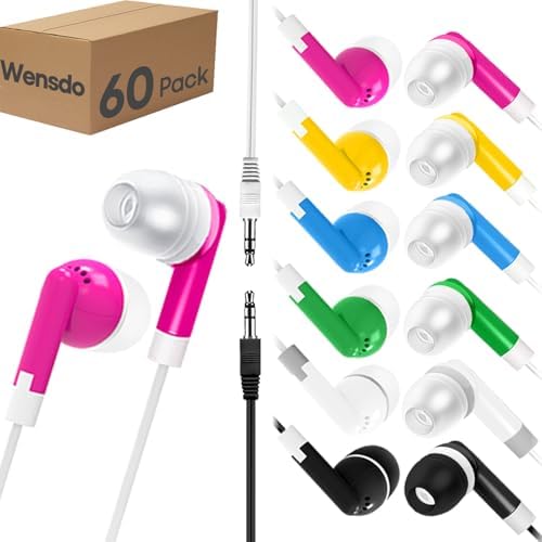 Bulk 30-Pack Colorful Kids Earbud Headphones – Durable Wired Earphones with 3.5 mm Jack for School, Classroom, and Home Use – Perfect for Engaging Learning and Audio Experiences for Students and Adults – Lightweight, Comfortable, and Built to Last