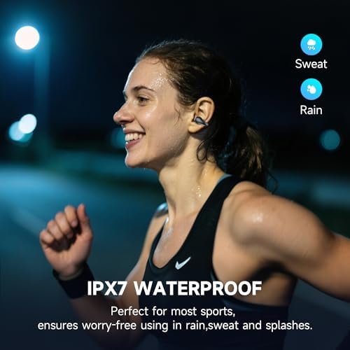 Advanced Bluetooth 5.3 Open Ear Bone Conduction Earbuds – Ultra-Lightweight Sport Headphones with 36-Hour Playtime, IPX7 Waterproof Rating, and Secure Clip-On Design for Optimal Comfort and Awareness During Workouts – Effortless Wireless Connectivity and Exceptional Sound Quality for Active Individuals