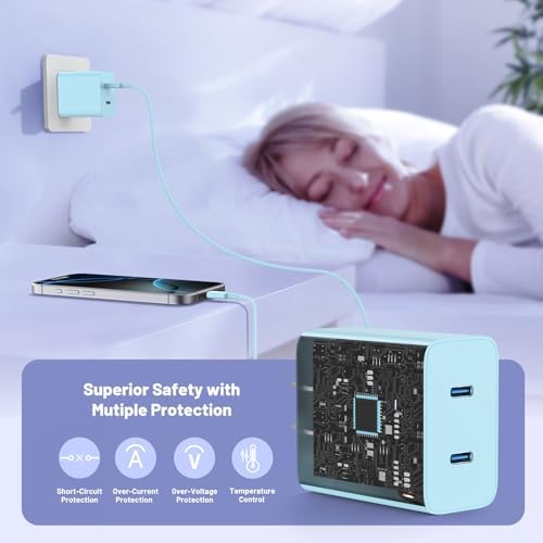 Dual-Port 45 W USB-C Wall Charger for Samsung Galaxy S25/S24 Ultra – Super Fast Charging with 2-Pack 6.6 ft Cables, PD 3.0 & PPS Technology for Enhanced Compatibility and Performance – Ideal for Mobile Professionals and Families