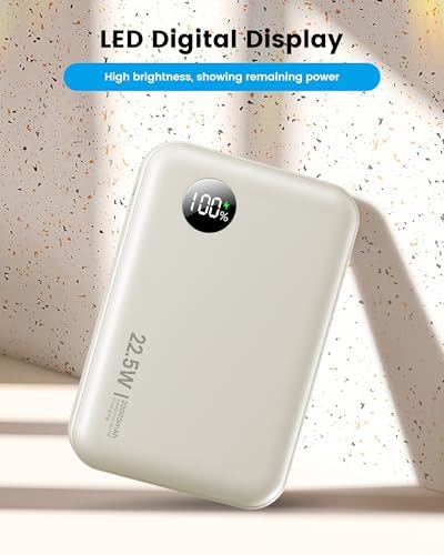 Ultra-Compact 20,000 m Ah Power Bank with LED Display | 22.5 W PD Fast Charging for i Phone 16, Galaxy S24, and More | 4-Port USB Charger with Built-In Cable for Family Travel | TSA-Friendly, Lightweight Design for Maximum Portability | Charge Multiple Devices with Precision Monitoring and Reliability