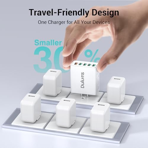 50 W Multiport USB Wall Charger Block – Dual Pack 5-Port Fast Charging Adapter with QC 3.0 Technology for i Phone 16/15/14 Pro Max, i Pad, Galaxy, Android – Compact & Safe Power Solution for Multi-Device Convenience