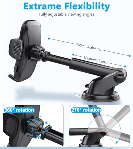 Ultimate 360-Degree Adjustable Car Phone Holder – Hands-Free Mobile Mount for Android/i Phone – Washable, Reusable & Compatible with All Devices – Ensures Safety & Convenience on the Road