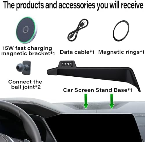 Car Phone Holder for 2024 2025 BMW The X5/X6/2023-2025 X7 Accessories Apply to 14.9 Inch Screen 15W Fast Wireless Charger Screen Fixed Clip Cell Phone Mount Hands-Free 360 Degree Rotation – Enhanced Compatibility and Speed