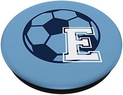 Letter E Soccer Baby Blue Monogram PopSockets PopGrip: Swappable Grip for Phones & Tablets – Enhanced Compatibility and Speed