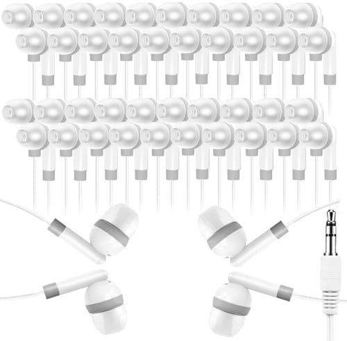 Bulk 100 Pack Classroom Earbuds – Lightweight and Durable Headphones for Enhanced Student Focus, Tangle-Free Design Perfect for Interactive Learning, Compatible with Tablets and Laptops, Ideal Audio Solution for Group Activities and Educational Presentations