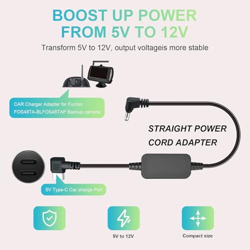 Furrion Vision S Display Power Cable Replacement – USB-C to DC 3.5mm Charger Adapter for FOS07TADS Monitor,Compatible with FOS48TA-BL/FOS48TAPK-BL Hitch Backup Camera Systems (9.84FT) – Enhanced Compatibility and Speed