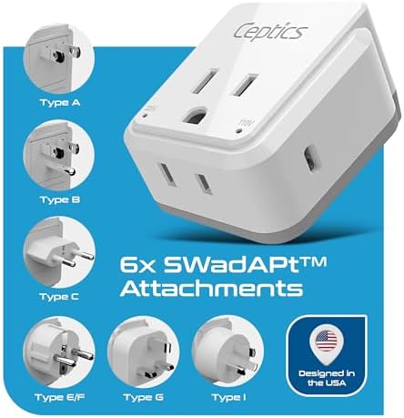 Compact Travel Power Adapter Set for Brazil, Peru & Chile – 20 W Dual USB & USB-C Charger with 2 USA Sockets – Fast Charging with Type C & N Attachments – Portable Plug Converter for Global Travelers – Stay Connected Anywhere