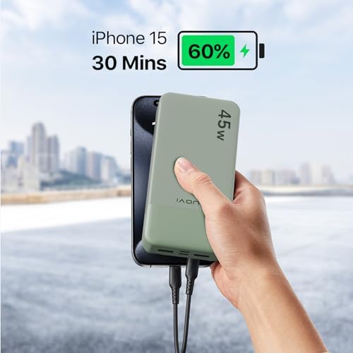 Juovi 20000 m Ah Ultra-Fast Portable Charger – 45 W PD3.0 Power Bank with Dual USB-C & USB-A Ports, LED Digital Display for Smart On-the-Go Device Charging – Ideal for i Phone 15/16, Mac Book, Samsung & More – Perfect Power Solution for Travelers, Students & Professionals in Trendy Pink Finish
