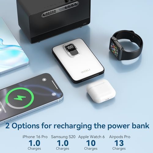 Ultra-Thin 5000 m Ah Portable Power Bank with Built-In USB-C Cable – Lightweight External Charger for i Phone 16/15, Samsung Galaxy & Google Pixel – Perfect Travel Companion with Smart LCD Display for Battery Monitoring – Safety Certified, Ideal for Daily Use & Outdoor Adventures – Reliable On-the-Go Charging Solution