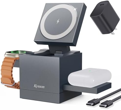 Revolutionary 3-in-1 Mag Safe Charging Station: Ultra-Fast Wireless Charger for i Phone 16/15/14/13/12, Apple Watch, and Air Pods with 30 W Power Adapter – Sleek, Magnetic Design for Ultimate Device Organization and Enhanced Charging Efficiency