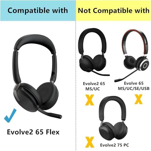 Upgrade Your Jabra Evolve2 65 Wireless Headphones with Premium Protein Leather Earpads – Ultimate Comfort, Superior Noise Isolation, and Effortless Installation for Audio Enthusiasts and Professionals