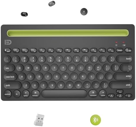 SADES Retro Wireless Bluetooth Keyboard for Mac, i Pad, i Phone, PC & Android – Multi-Device Connectivity & Portable Design with Vintage Round Keycaps – Perfect for Effortless Typing on the Go in Chic Pink