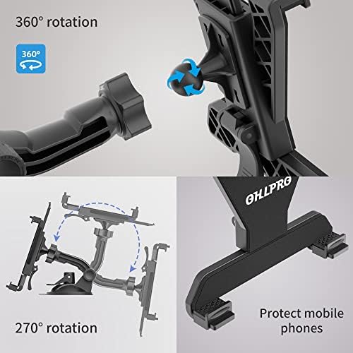 OHLPRO 360° Adjustable Tablet Holder for Car – Versatile Suction Cup Mount for 7″-13″ i Pad and Tablets – Sturdy Arm Clip for Optimal Viewing – Enhanced Compatibility for Windshield & Truck Vent Use – Perfect for Navigation & Entertainment During Road Trips – Durable and Easy to Clean Design