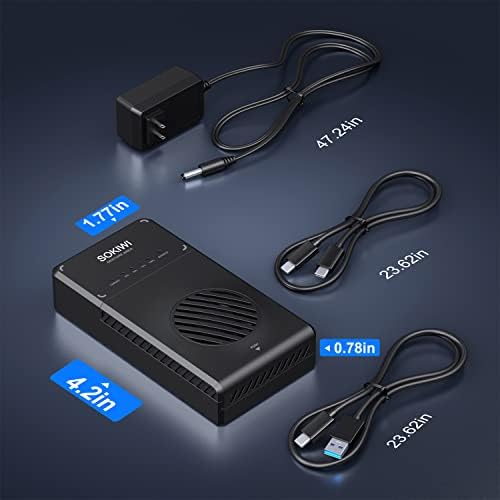 Sokiwi Tool-Free M.2 NVMe SATA SSD Enclosure Adapter – High-Speed USB 3.2 Gen2 10 Gbps External Drive Converter for M-Key/B+M Key SSDs – Compact and Durable Solution for Data Transfer, Backup, and Storage Expansion – Supports UASP & TRIM for Optimal Performance