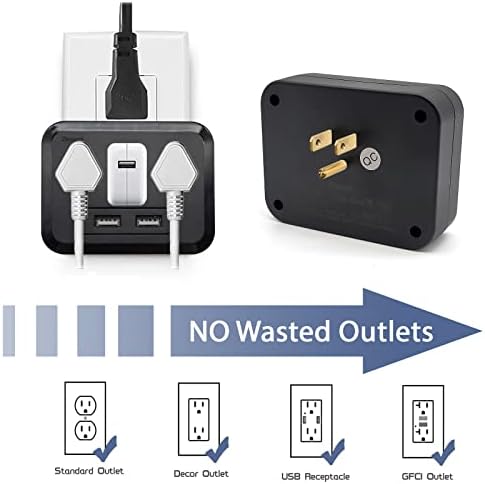 ZHOORQI 6-Outlet Multi Plug Extender with USB-C Fast Charging – Compact Surge Protector for Home, Office & Travel – Versatile Wall Charger with Enhanced Safety Features and Sleek Design for Effortless Device Connectivity