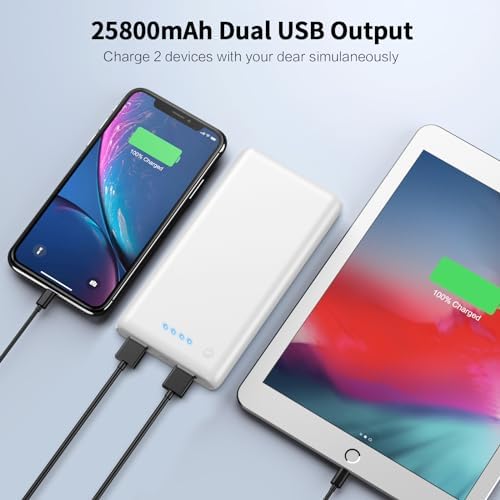 Ultra-High Capacity 40,800 m Ah Power Bank with 25 W Fast Charging – Dual Built-in Cables & 5 Outputs for Quick Device Charging – Compatible with i Phone 16/15 & Android – Sleek Blue Portable Charger for On-the-Go Power Solutions