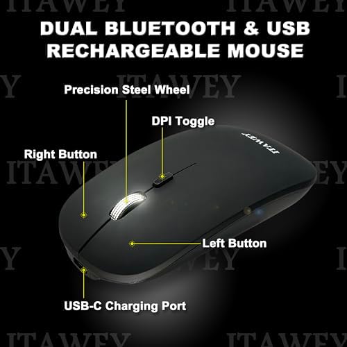 Ultimate Wireless Mouse & Pad Set – Quiet Rechargeable Bluetooth 5.2 & USB 2.4 G Dual Connectivity, 1600 DPI Precision, Compact Design for Laptops & Tablets – Enhance Your Workspace with Seamless Navigation and Productivity