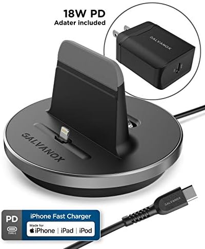 Enhanced Fast Charging Power Stand for i Phone & i Pad – MFi Certified Lightning Dock with USB-C Adapter for All i Phone 12, 13, and 14 Models – Ultimate Compatibility & Speed Boost for Your Devices