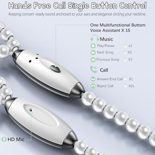 Sophisticated Pearl Wired Earbuds for i Phone – Exceptional Audio Clarity with Built-In Mic & Adjustable Volume – Tangle-Free Magnetic Storage for Seamless Compatibility with i Phone 14, 13, 12, 11 Pro Max, X, XS, XR, 8, 7 Plus – Durable Beaded Design for a Chic Listening Experience