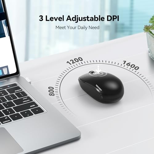 TECKNET 2.4 GHz Wireless Mouse – Ultra-Quiet & Portable Computer Companion with Adjustable DPI, USB Receiver, and Ergonomic Design for Seamless Use Across Chromebook, Laptop, PC & Mac – Enhance Productivity Effortlessly