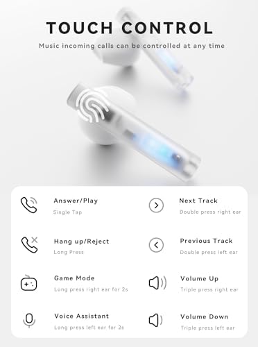 Illuminate Your Audio Experience with Luminous LP1 Wireless Earbuds – Cutting-Edge Bluetooth 5.4 Technology, 32-Hour Playback, and Wireless Charging Case for Ultimate Convenience – Glow-in-the-Dark Design with Immersive Stereo Bass, Ideal for TV and Smartphone Use with Built-in Microphone for Effortless Hands-Free Calling