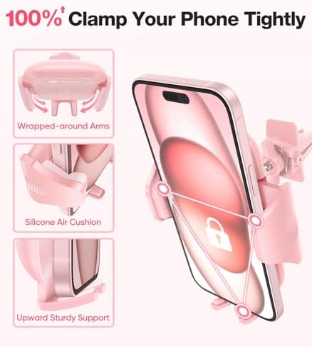 VICSEED Universal Car Phone Holder Mount – Super Stable Air Vent Cradle for Hands-Free Operation – Enhanced Compatibility with i Phone 16, 15 Pro Max & All Smartphones – Silicone Protection for Vent & Device – Optimized for Safety and Convenience