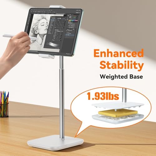 Tounee 360-Degree Ergonomic Tablet Stand – Ultimate Adjustable Desk Holder for i Pad Pro 12.9, Surface Pro & All 4.7-15.6″ Devices – Sturdy Clamp Design in Sleek Black for Enhanced Comfort and Productivity