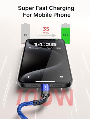 JSAUX Versatile 3-Pack USB C to USB C Cable Set – 100 W Fast Charging (10 ft, 6.6 ft, 3.3 ft) for Nintendo Switch, i Phone 16/15 Pro Max, Samsung Galaxy S25/S24, i Pad Pro – Durable, High-Speed Type C Charger Cables in Sleek Black Design for Ultimate Compatibility and Convenience