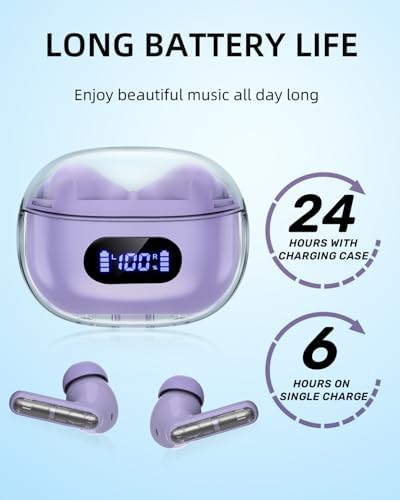 Elevate Your Audio Journey with Purple P1 PRO Wireless Earbuds – Cutting-Edge Bluetooth Technology, Exceptional Call Clarity, IPX7 Waterproof Design, and an Outstanding 30-Hour Battery Life – Perfectly Crafted for Active Lifestyles and Ultimate Comfort