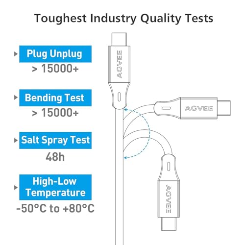 AGVEE 2 Pack 5 ft Coiled USB to USB-C Charging Cables – High-Speed 3 A Fast Charger for i Phone 16/15 Car Play, Galaxy S Series, and Google Pixel – Tangle-Free Design for Effortless Charging in Cars and at Home – USB-IF Certified for Quality and Safety – Durable, Compact, and Ideal for On-the-Go Power Solutions