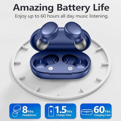 Ultra-Lightweight MOZOTER S8 Mini Wireless Earbuds – Bluetooth 5.3 Headphones with 60 Hours Playtime, Deep Bass Performance, Sweat-Resistant Design in Trendy Purple, Optimal Comfort for Sports & Daily Use