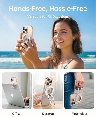 Syncwire Magnetic Phone Ring Holder – Titanium Alloy Kickstand for i Phone 12-16 Pro Max & Compatible Android Devices – Ergonomic Design, Enhanced Mag Safe Stability, Lightweight Grip for Ultimate Hands-Free Convenience