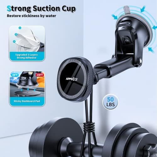 Experience Unmatched Stability with APPS2 Mag Safe Car Mount for i Phone – Premium Magnetic Dashboard & Windshield Holder Featuring 17 Powerful Magnets for i Phone 15, 14, 13, 12 Pro, Plus, Max & Mini – Quick Tool-Free Installation & Chic Green Design for Ultimate Driving Safety and Convenience Elevate your driving experience with the APPS2 Mag Safe Car Mount, ingeniously engineered to securely cradle your i Phone during navigation. This versatile magnetic holder can be effortlessly affixed to your dashboard or windshield, providing instant access to your device while minimizing distractions. Equipped with 17 robust magnets, this mount guarantees steadfast stability, preventing your i Phone from slipping even on the roughest terrains. Tailored for compatibility with the latest i Phone models, its user-friendly installation requires no tools, allowing you to set it up in mere seconds. Its sophisticated green design not only enhances your vehicle’s interior but also promotes safer driving habits by ensuring your phone is always within reach for hands-free navigation and calls. Constructed from high-quality materials, the APPS2 Car Mag Safe Mount promises durability and easy maintenance, making it the ideal blend of style and functionality for modern drivers.