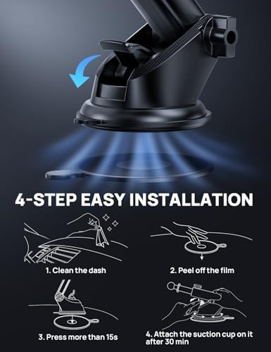 Ultimate Adjustable Windshield Phone Mount for Cars – Military-Grade Suction Cup Holder with Vent Hook, 360° Rotatable Design, Non-Slip Silicone Carbon Fiber for All Smartphone Models – Enhance Your Driving Safety & Hands-Free Convenience