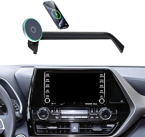 Car Phone Mount for 2020-2025 Toyota Highlander Accessories, Apply to 8 Inch Touch Screen, 15W Fast Wireless Charger Screen Fixed Clip Cell Phone Automobile Cradles Hands-Free – Enhanced Compatibility and Speed
