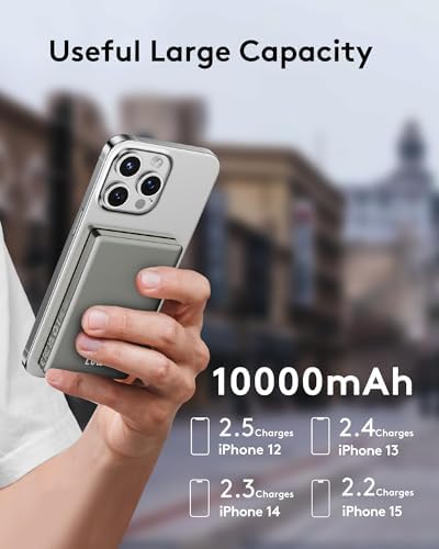 Ultra-Slim 10,000 m Ah Mag Safe Power Bank for i Phone 16/15/14/13/12 – Fast Wireless Charging in Sleek Metallic Black, Magnetic Attachment for Hassle-Free Portability and Quick Power-Ups – Ideal Travel Companion for On-the-Go Charging Solutions