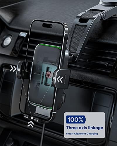 ZEEHOO DUOXX 15 W Fast Wireless Car Charger with Auto-Clamping Technology – High-Speed Dual Coils Phone Holder for i Phone 15, Samsung S23 Ultra & More – Versatile Dashboard & Vent Mount with Smart Sensor for Ultimate Convenience