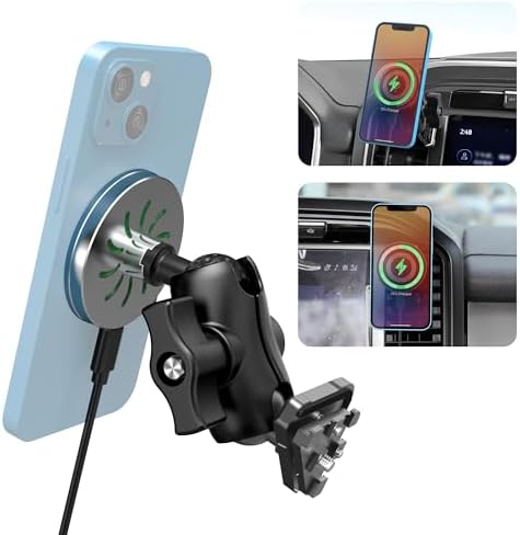 EASEORD Magnetic Wireless Car Charger Vent Mount for Ford F150 & F-Series (2021-2025) – Fast 15 W Mag Safe Charging for i Phone 15/14/13/12 – Stay Connected Safely on the Road with Enhanced Stability and Easy Installation