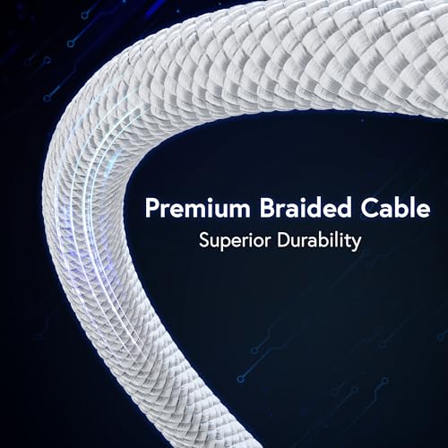 Premium 2.1 m USB-C Cable – 240 W Fast Charge & 480 Mbps Data Transfer, Durable Braided Design for Enhanced Compatibility, Sleek White Finish for Modern Tech Aesthetics