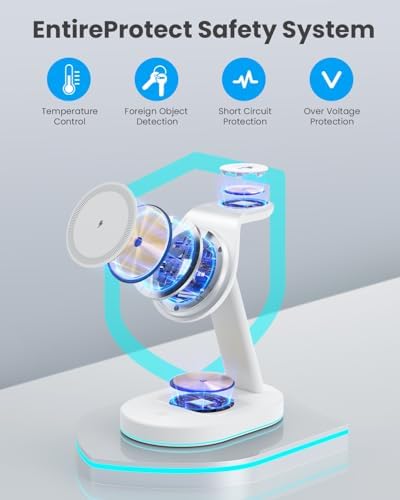 Ultimate 3-in-1 Wireless Charging Station for i Phone, Apple Watch, and Air Pods – Qi2 Certified 15 W Magnetic Charger with 30 W USB-C Adapter & Integrated Night Light – Streamlined Design for i Phone 16/15/14/13/12 – Superior Speed and Enhanced Compatibility for Modern Tech Users