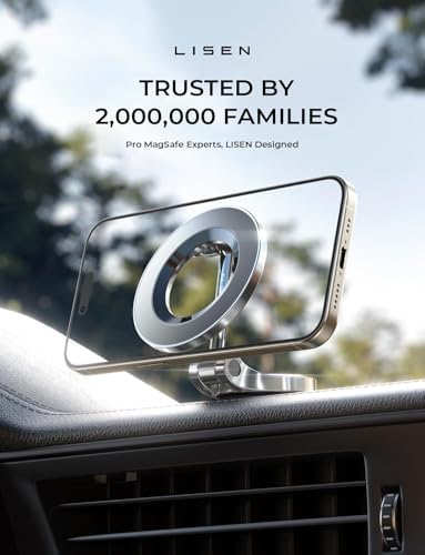 LISEN Mag Safe Ultra Magnetic Dashboard Phone Mount – Premium Car Holder for i Phone 16 Pro Max, 15, 14, 13, 12 – Effortless Hands-Free Navigation & Calls – Sleek, Durable Design for Tech-Savvy Drivers – Ideal Gift for Road Enthusiasts and Safe Driving